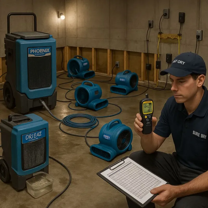 Structural Drying and Dehumidification process in La Quinta, CA